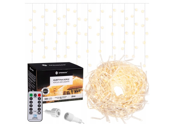 Гірлянда бахрома вулична (зовнішня) Springos 20 м 500 LED Pilot CL505 Warm White