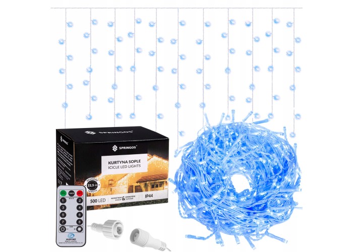 Гірлянда бахрома вулична (зовнішня) Springos 20 м 500 LED Pilot CL506 Blue