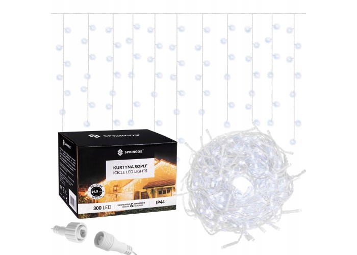Гірлянда бахрома вулична (зовнішня) Springos 12 м 300 LED CL300 Cold White