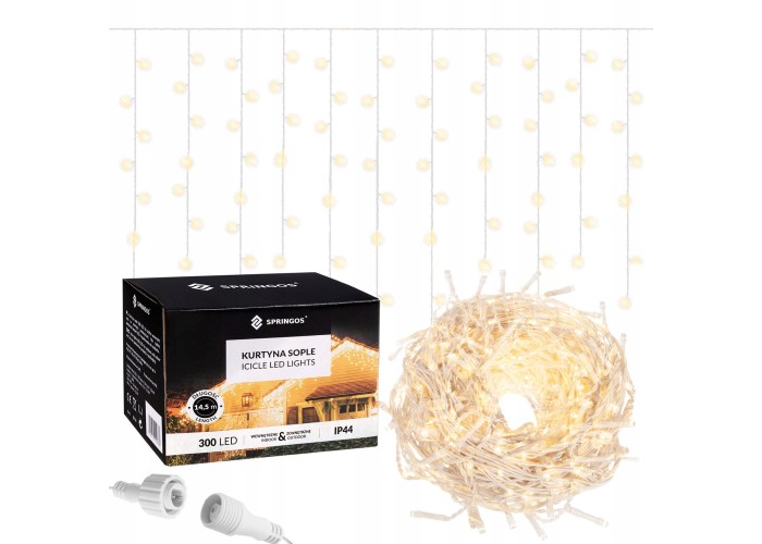 Гірлянда бахрома вулична (зовнішня) Springos 12 м 300 LED CL301 Warm White