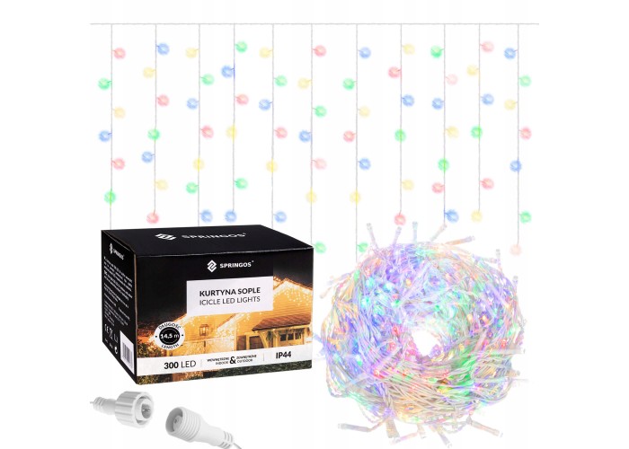 Гірлянда бахрома вулична (зовнішня) Springos 12 м 300 LED CL303 Mix