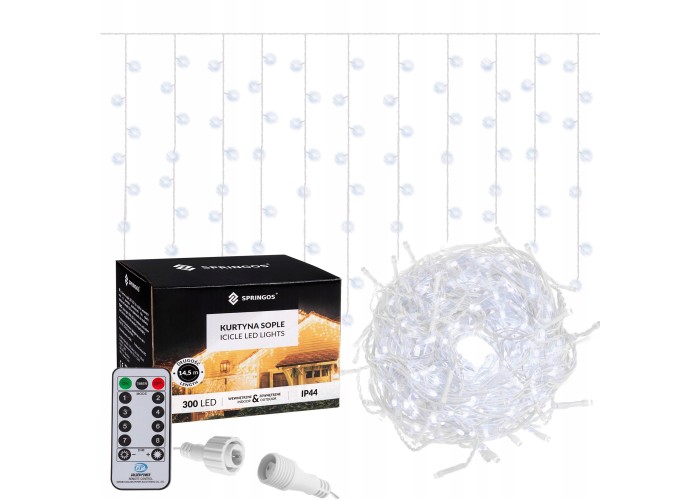Гірлянда бахрома вулична (зовнішня) Springos 12 м 300 LED Pilot CL304 Cold White