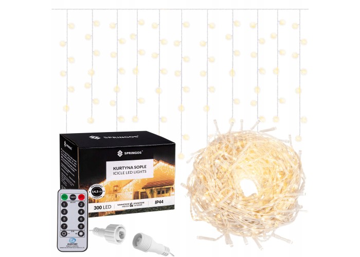 Гірлянда бахрома вулична (зовнішня) Springos 12 м 300 LED Pilot CL305 Warm White