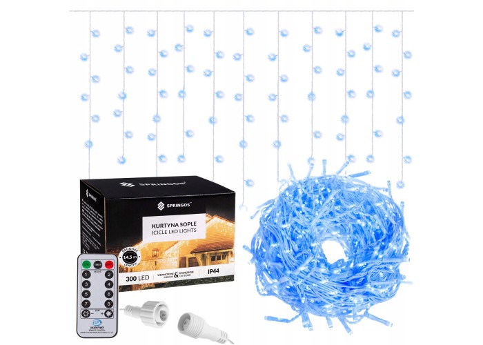 Гірлянда бахрома вулична (зовнішня) Springos 12 м 300 LED Pilot CL306 Blue