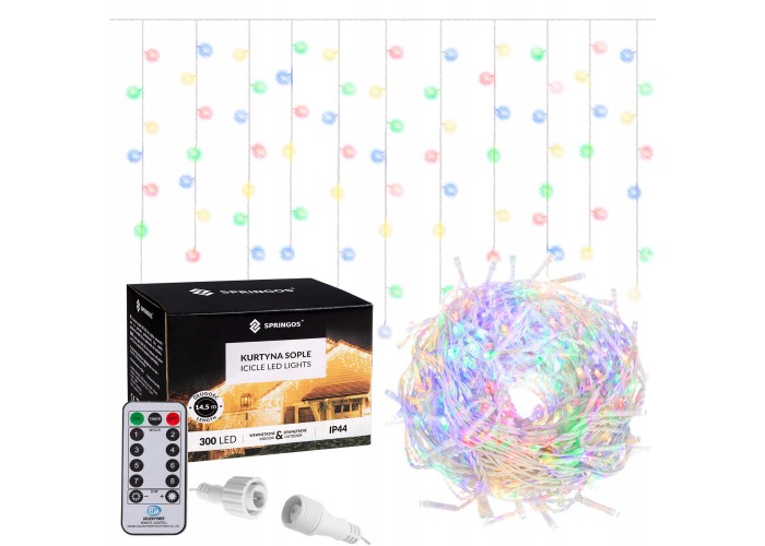 Гірлянда бахрома вулична (зовнішня) Springos 12 м 300 LED Pilot CL307 Mix