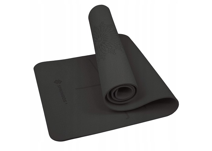 Коврик (мат) для йоги та фітнесу Springos TPE 6 мм YG0016 Black