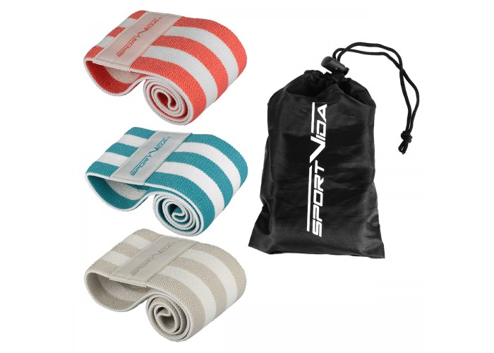 Резинка для фітнесу та спорту із тканини SportVida Hip Band 3 штуки SV-HK0363
