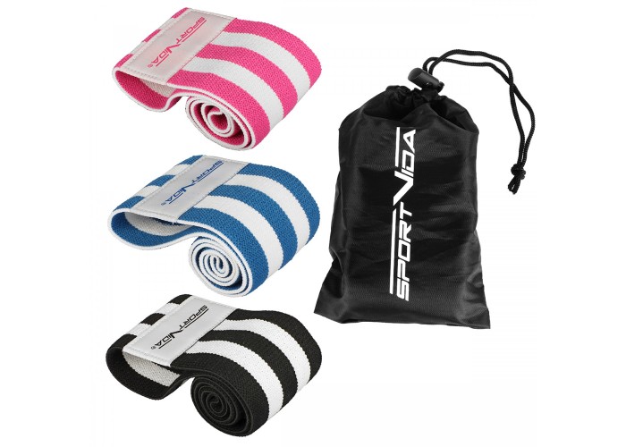 Резинка для фітнесу та спорту із тканини SportVida Hip Band 3 штуки SV-HK0364