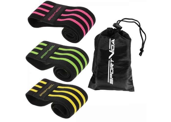 Резинка для фітнесу та спорту із тканини SportVida Hip Band 3 штуки SV-HK0365