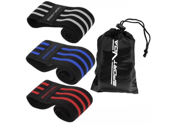 Резинка для фітнесу та спорту із тканини SportVida Hip Band 3 штуки SV-HK0366