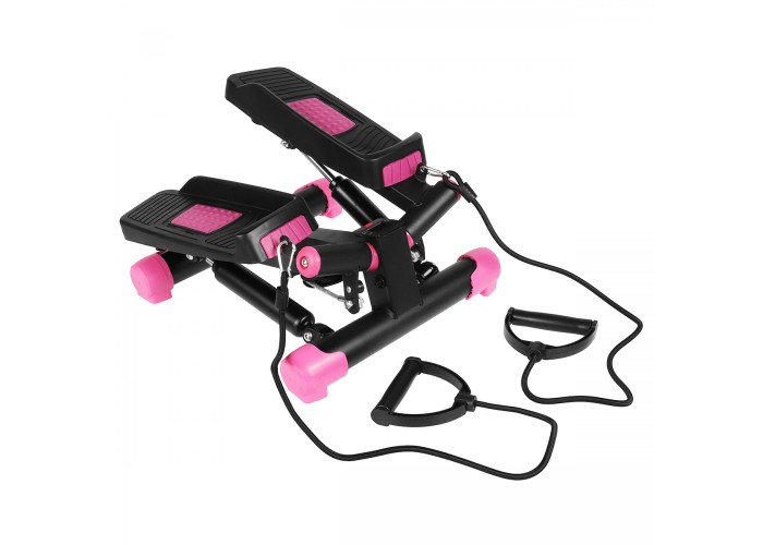 Степпер поворотний (міні-степпер) з еспандерами SportVida SV-HK0360 Black/Pink
