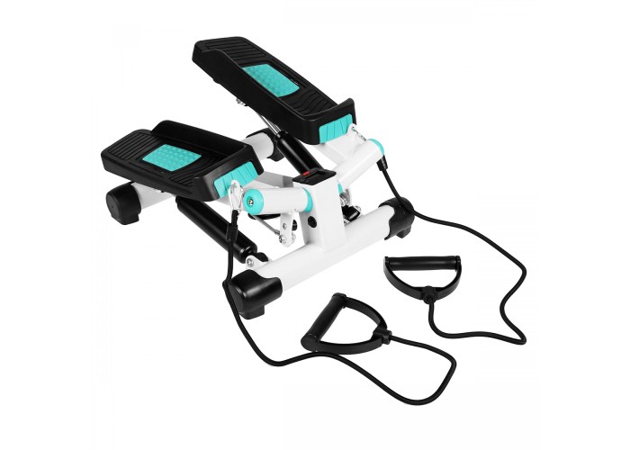 Степпер поворотний (міні-степпер) з еспандерами SportVida SV-HK0361 White/Turquoise