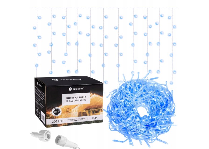 Гірлянда бахрома вулична (зовнішня) Springos 8 м 200 LED CL0202 Blue