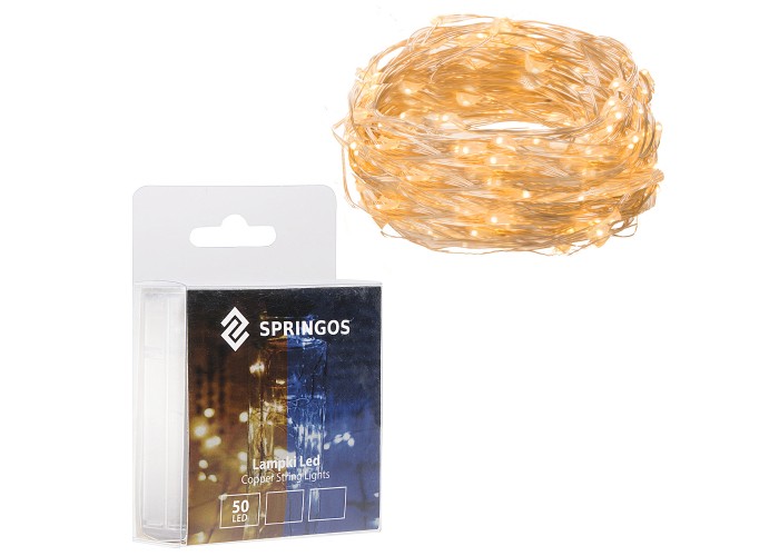 Гірлянда на батарейках Springos 4.9 м 50 LED CL0014 Warm White