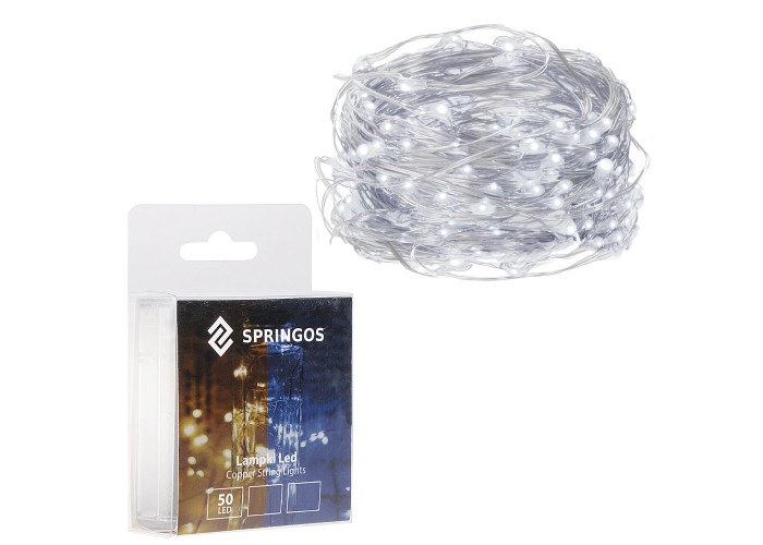 Гірлянда на батарейках Springos 4.9 м 50 LED CL0015 Cold White