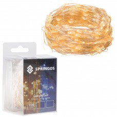 Гірлянда на батарейках Springos 9.9 м 100 LED CL0018 Warm White