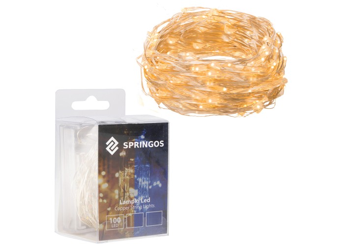 Гірлянда на батарейках Springos 9.9 м 100 LED CL0018 Warm White