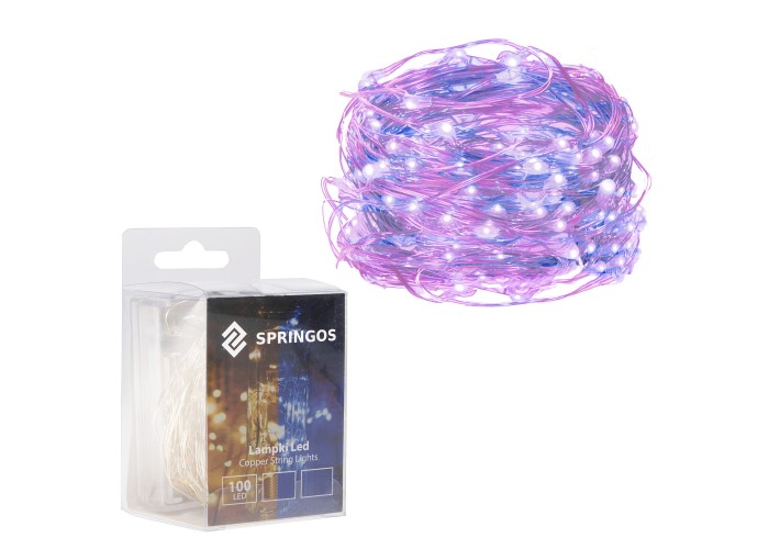 Гірлянда на батарейках Springos 9.9 м 100 LED CL0023 Pink/Blue