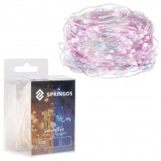 Гірлянда на батарейках Springos 9.9 м 100 LED CL0025 Cold White/Pink