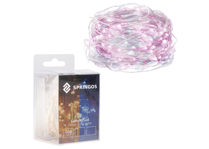 Гірлянда на батарейках Springos 9.9 м 100 LED CL0025 Cold White/Pink