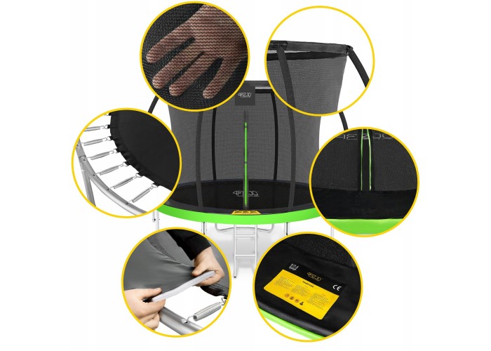 Батут із внутрішньою сіткою 4FIZJO PRO 8FT 252 см Black/Green (P-5907739314161)
