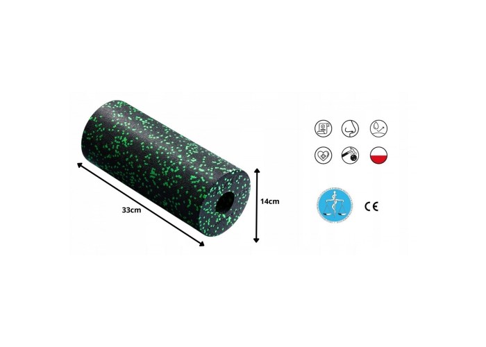 Масажний ролик 4FIZJO EPP PRO+ 33 x 14 см (валик, роллер) гладкий Black/Green (P-5907222931424)