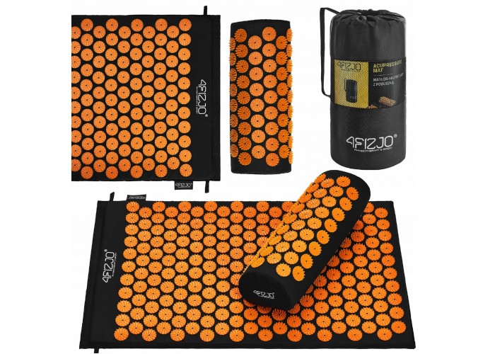 Килимок акупунктурний з валиком 4FIZJO Classic Mat Аплікатор Кузнєцова Black/Orange (P-5907222931752)