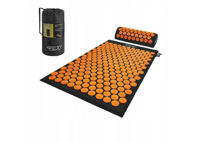 Килимок акупунктурний з валиком 4FIZJO Classic Mat Аплікатор Кузнєцова Black/Orange (P-5907222931752)