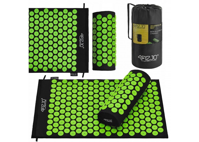 Килимок акупунктурний з валиком 4FIZJO Classic Mat Аплікатор Кузнєцова Black/Green (P-5907222931745)