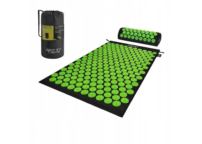Килимок акупунктурний з валиком 4FIZJO Classic Mat Аплікатор Кузнєцова Black/Green (P-5907222931745)