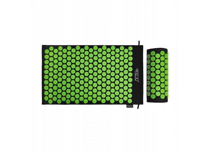Килимок акупунктурний з валиком 4FIZJO Classic Mat Аплікатор Кузнєцова Black/Green (P-5907222931745)