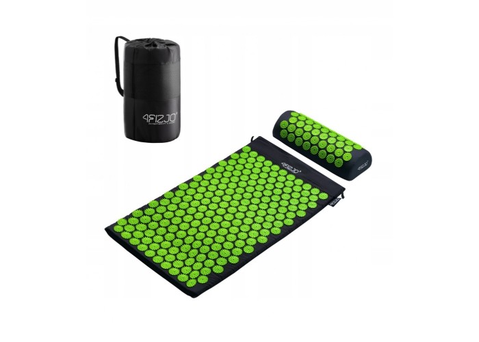 Килимок акупунктурний з валиком 4FIZJO Classic Mat Аплікатор Кузнєцова Black/Green (P-5907222931745)