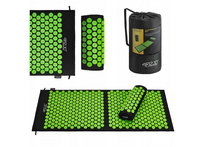 Килимок акупунктурний з валиком 4FIZJO Classic Mat XL Аплікатор Кузнєцова Black/Green (P-5907222931769)