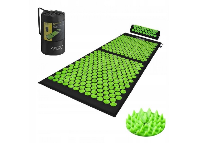 Килимок акупунктурний з валиком 4FIZJO Classic Mat XL Аплікатор Кузнєцова Black/Green (P-5907222931769)