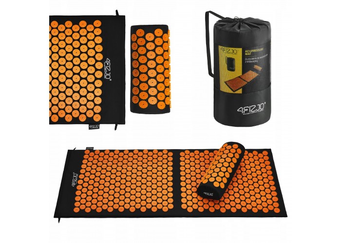 Килимок акупунктурний з валиком 4FIZJO Classic Mat XL Аплікатор Кузнєцова Black/Orange (P-5907222931776)