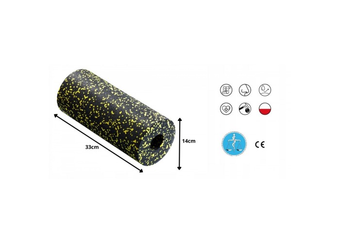 Масажний ролик 4FIZJO EPP PRO+ 33 x 14 см (валик, роллер) гладкий Black/Yellow (P-5907222931431)