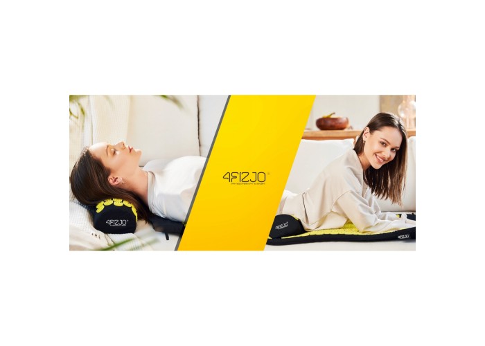 Килимок акупунктурний з валиком 4FIZJO Classic Mat Аплікатор Кузнєцова Black/Yellow (P-5907739310613)