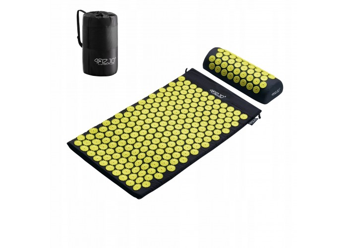 Килимок акупунктурний з валиком 4FIZJO Classic Mat Аплікатор Кузнєцова Black/Yellow (P-5907739310613)