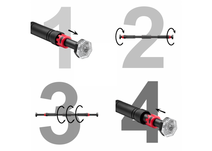 Турнік розсувний 4FIZJO 66-100 см Black/Red (P-5907739310385)