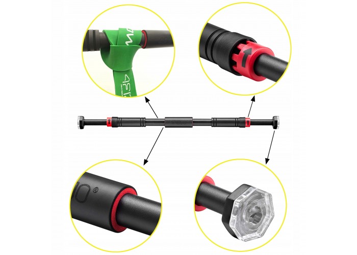 Турнік розсувний 4FIZJO 66-100 см Black/Red (P-5907739310385)