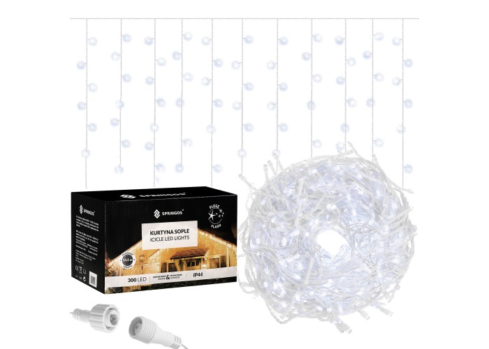 Гірлянда бахрома вулична (зовнішня) Springos 12 м 300 LED + Flash CL0316 Cold White