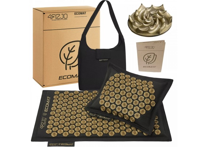 Килимок акупунктурний з подушкою 4FIZJO Eco Mat Аплікатор Кузнєцова Black/Gold (P-5907739311566)