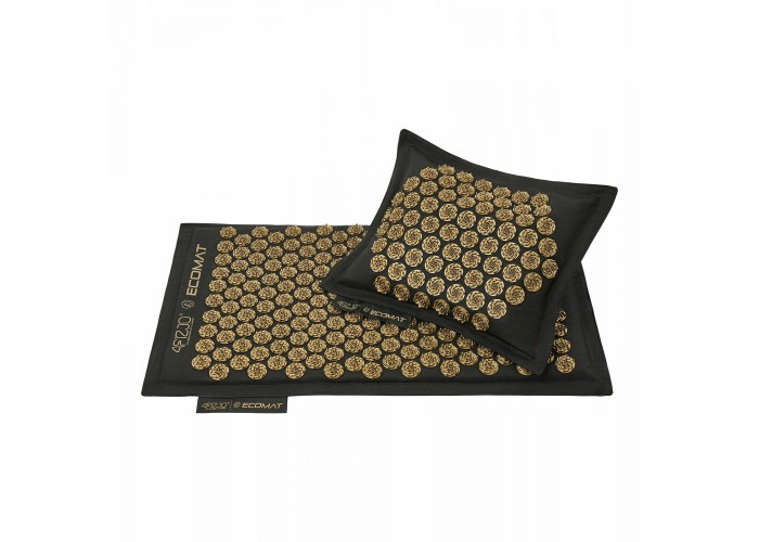 Килимок акупунктурний з подушкою 4FIZJO Eco Mat Аплікатор Кузнєцова Black/Gold (P-5907739311566)