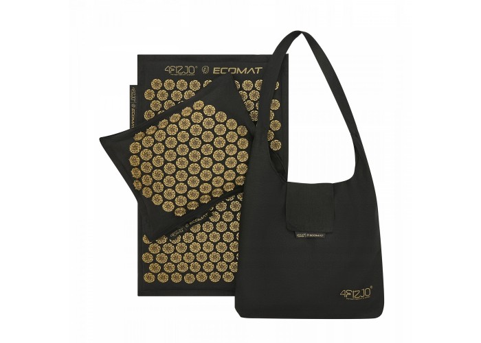 Килимок акупунктурний з подушкою 4FIZJO Eco Mat Аплікатор Кузнєцова Black/Gold (P-5907739311566)