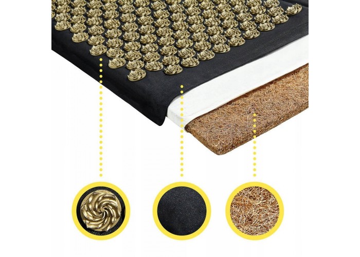 Килимок акупунктурний з подушкою 4FIZJO Eco Mat Аплікатор Кузнєцова Black/Gold (P-5907739311566)