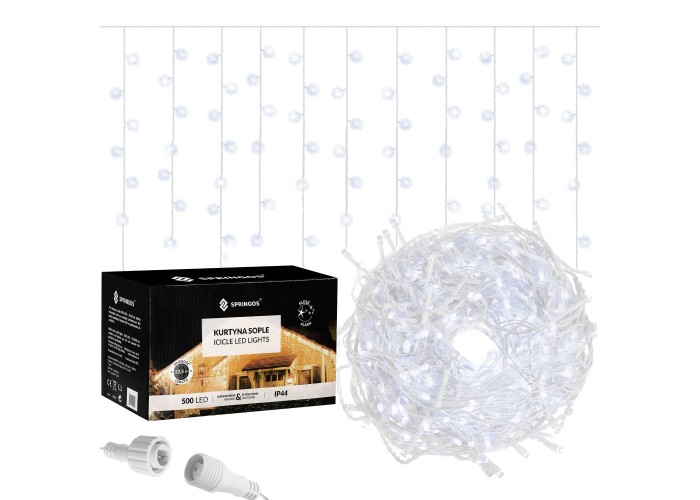 Гірлянда бахрома вулична (зовнішня) Springos 20 м 500 LED + Flash CL0516 Cold White