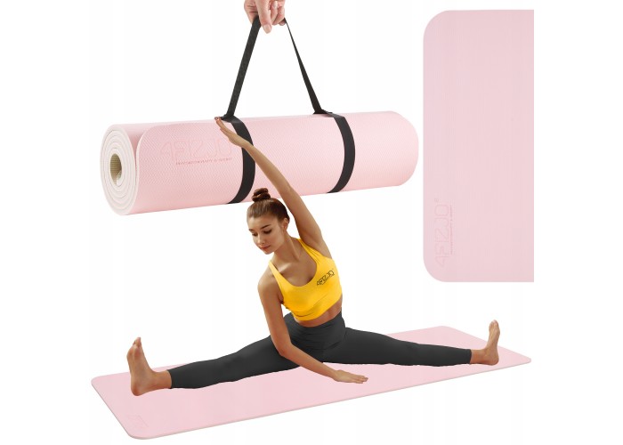 Килимок (мат) спортивний 4FIZJO TPE 180 x 60 x 1 см для йоги та фітнесу Pink/Grey (P-5907739311900)