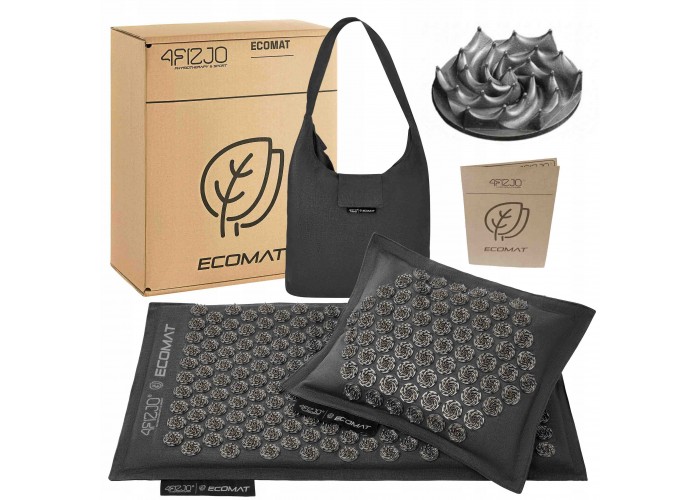 Килимок акупунктурний з подушкою 4FIZJO Eco Mat Аплікатор Кузнєцова Black/Black (P-5907739312563)
