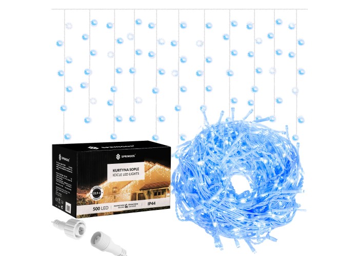 Гірлянда бахрома вулична (зовнішня) Springos 20 м 500 LED + Flash CL0518 Blue