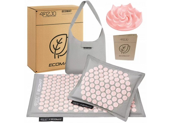 Килимок акупунктурний з подушкою 4FIZJO Eco Mat Аплікатор Кузнєцова Grey/Pink (P-5907739312174)